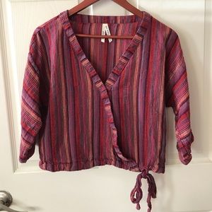 Red cropped wrap top